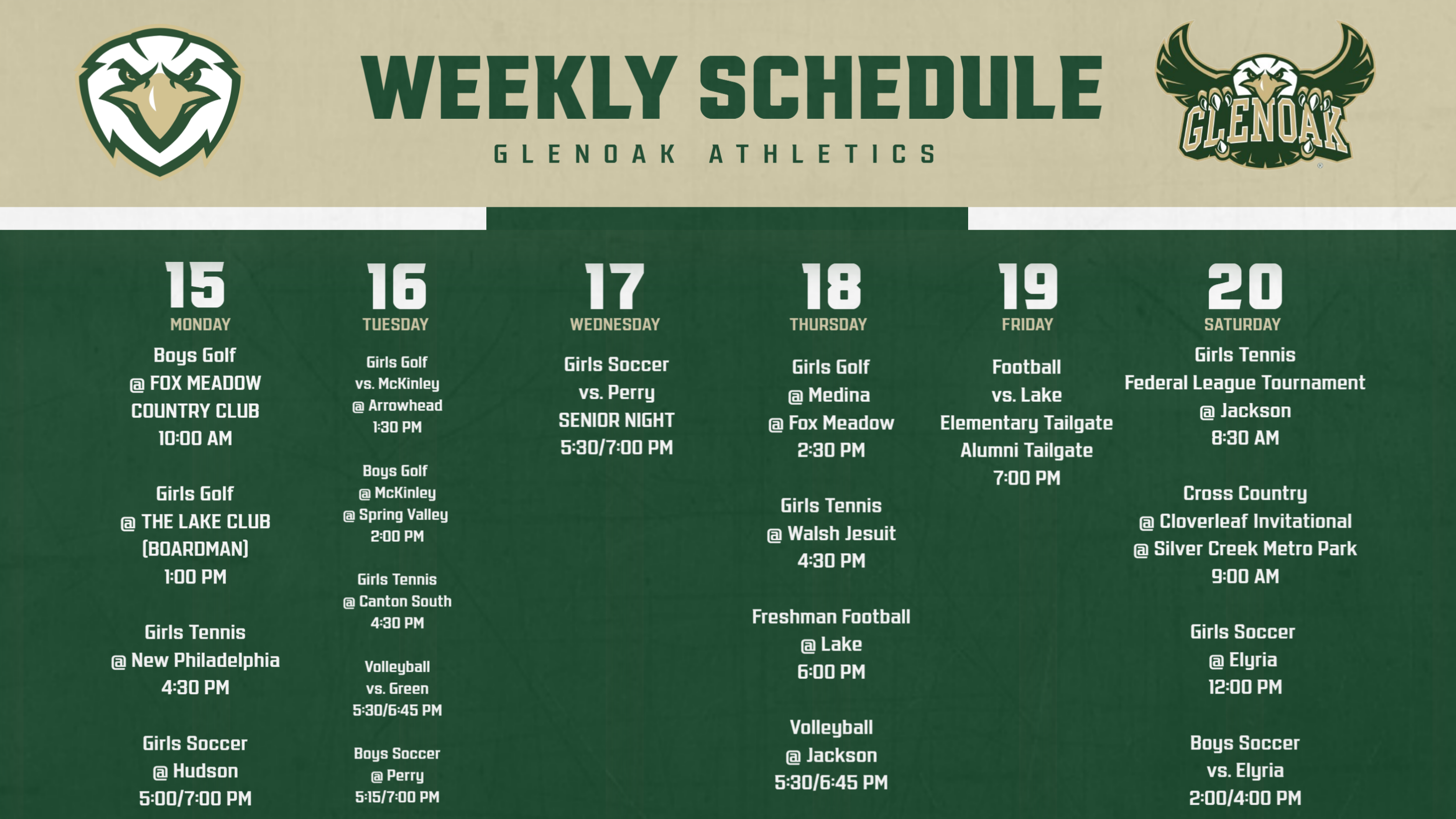 Weekly Schedule 9 15 25